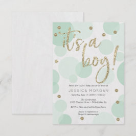 Convite É um Bolinhas verde para bebês.