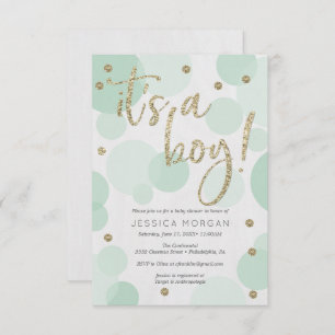 Convite É um Bolinhas verde para bebês.