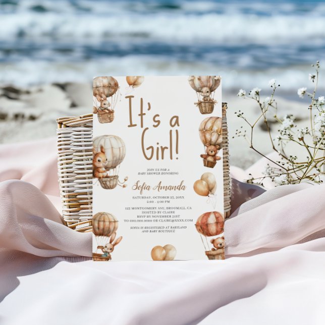 Convite É um Chá de Bebê de Animalzinho Neutro para Menina (Criador carregado)