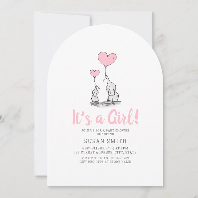 Convite É um Chá de Bebê Minimalista de Elefante para Meni (Frente)
