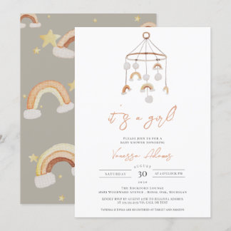 Convite É um Chá de Brinquedos Boho Rainbow Baby Nursery