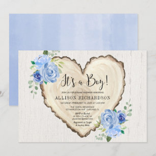 Convite É um chá de coração de namorados florais rústicos