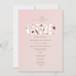 Convite É um Chá de fraldas Blush Rapariga II