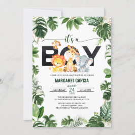 Convite É um Chá de fraldas de Animais Safari na Selva