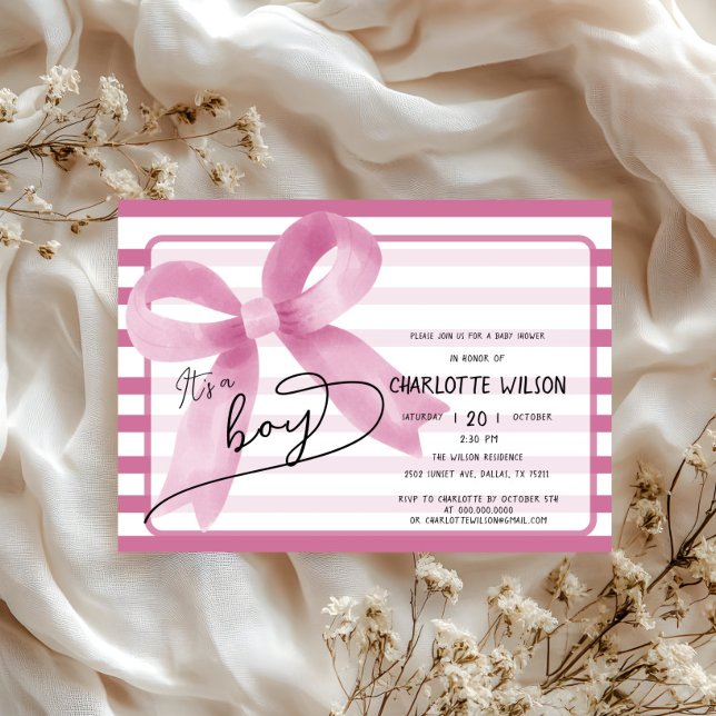 Convite É um Chá de fraldas de Arco rosa-branca (Criador carregado)