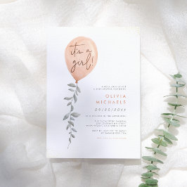 Convite É Um Chá de fraldas De Balão Eucalyptus Greenery