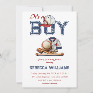 Convite É um Chá de fraldas de baseball desportivo