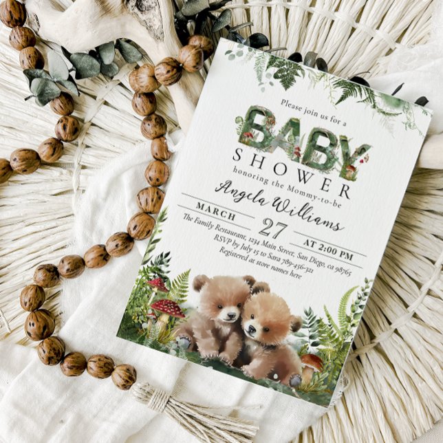 Convite É um Chá de fraldas de Bears da Aventura Gêmea (Criador carregado)