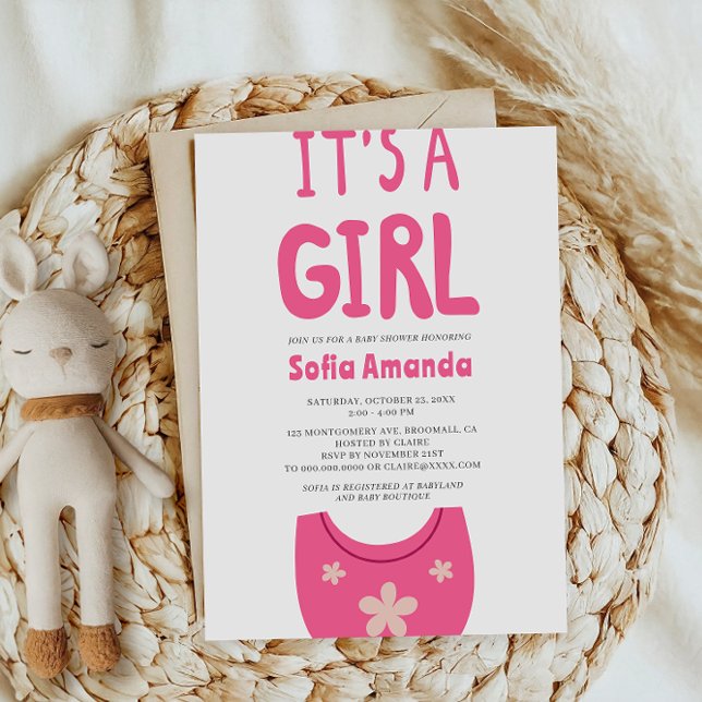 Convite É um Chá de fraldas de Bebê Rosa Menino (Criador carregado)