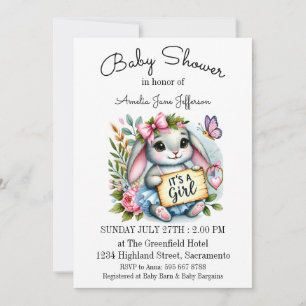 Convite É um Chá de fraldas de coelhinho bonitinho