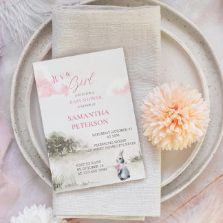 Convite É um Chá de fraldas de coelhinho de Woodcolor Garo