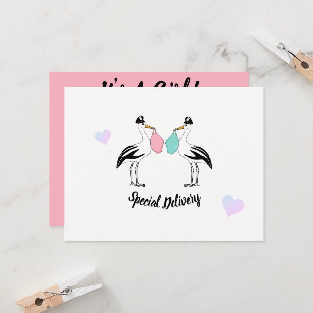 Convite É um Chá de fraldas de entrega de vitrines (Frente/Verso In Situ)