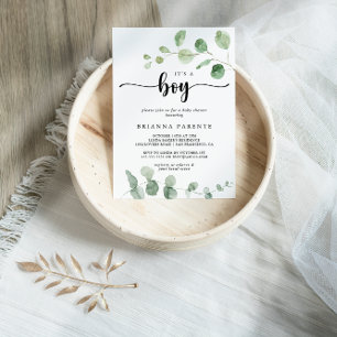 Convite É um Chá de fraldas de Eucalipto com Delícia Ve