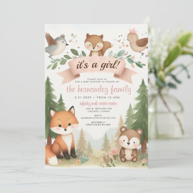 Convite É um Chá de fraldas de Garota (Em pé/Frente)