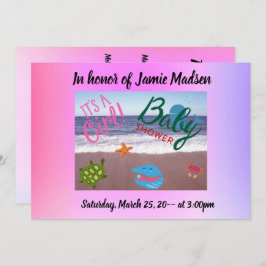 Convite É um Chá de fraldas de garota com critérios oceâni