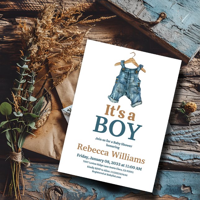 Convite É um Chá de fraldas de Jean Azul Denim Bodycase (Criador carregado)