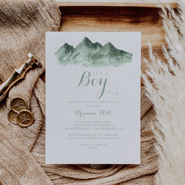 Convite É um Chá de fraldas de Menino, País Verde da Monta (Criador carregado)