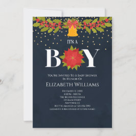 Convite É um Chá de fraldas de Natal de "Boy Poinsettia Be