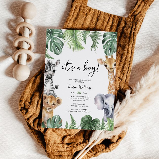 Convite É Um Chá de fraldas De Safari Da Selva Tropical (Criador carregado)