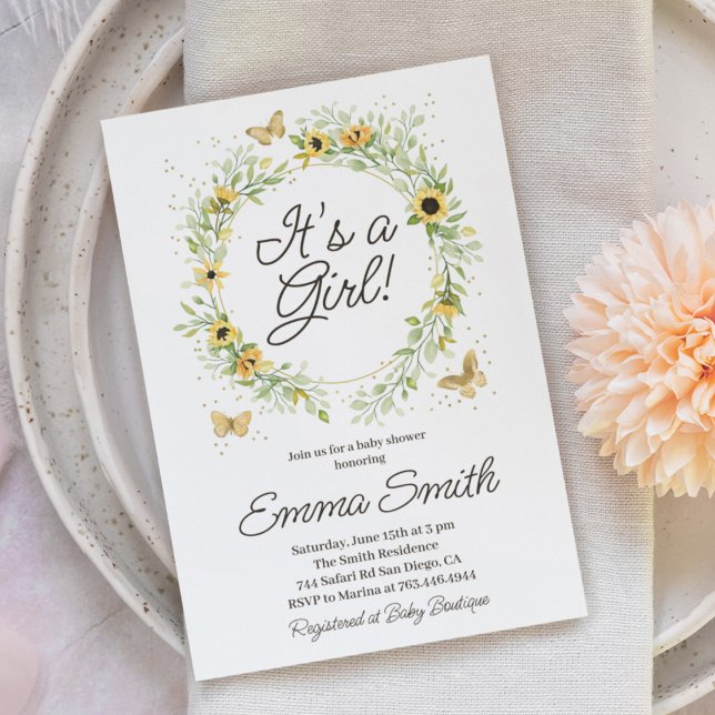 Convite É um Chá de fraldas de solteiro de girassol (Criador carregado)