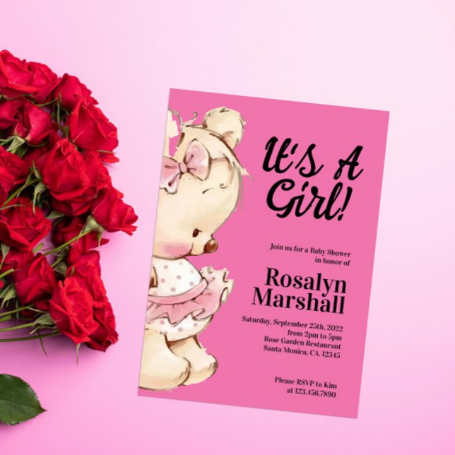 Convite É um Chá de fraldas de Urso de Teddy (Criador carregado)