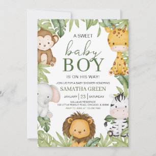 Convite É um Chá de fraldas do Boy Safari