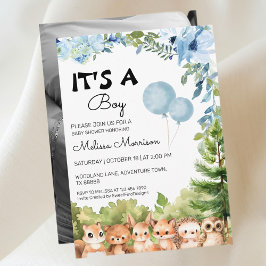 Convite É um Chá de fraldas do Rapaz Woodland Photo Boy