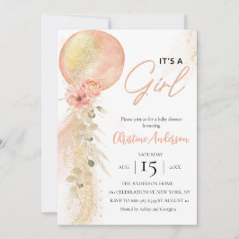 Convite É um chá de fraldas Eucalyptus de Balão Rosa