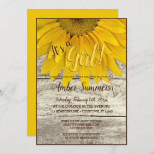 Convite É um chá de fraldas floral do jardim do girassol