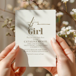 Convite É Um Chá de fraldas Mínimo Dourado Chic