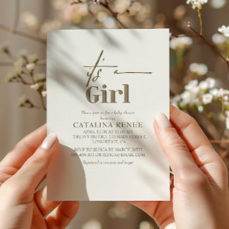 Convite É Um Chá de fraldas Mínimo Dourado Chic