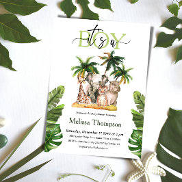 Convite É um Chá de fraldas tropical animal selvagem Safar