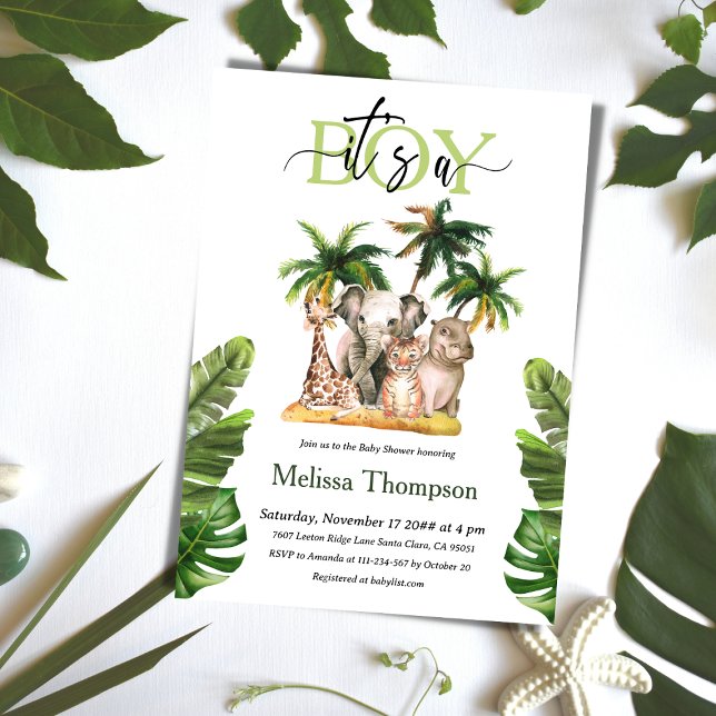 Convite É um Chá de fraldas tropical animal selvagem Safar (Criador carregado)