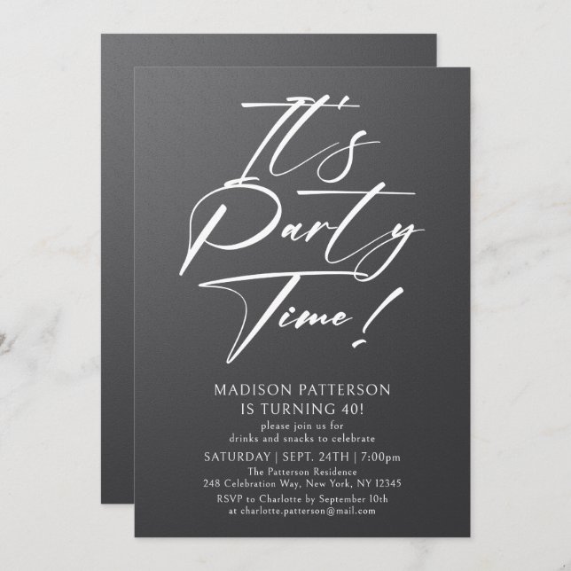 Convite É um Elegante Simples do aniversário de 40 anos do (Frente/Verso)