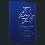 Convite É um Elegante Simples do aniversário de 40 anos do<br><div class="desc">É o Convite Elegante Simples de Convite Elegante para 4ª Festa de aniversário do Partido, 40º Quarenta, com um design minimalista com o texto "It's Party Time!" na tipografia moderna do roteiro de caligrafia branca e personalizado abaixo com seu texto personalizado. O estilo e a cor da fonte de texto...</div>