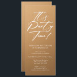 Convite É um Elegante Simples do aniversário de 40 anos do<br><div class="desc">É o Convite Elegante Simples de Convite Elegante para 4ª Festa de aniversário do Partido, 40º Quarenta, com um design minimalista com o texto "It's Party Time!" na tipografia moderna do roteiro de caligrafia branca e personalizado abaixo com seu texto personalizado. O estilo e a cor da fonte de texto...</div>