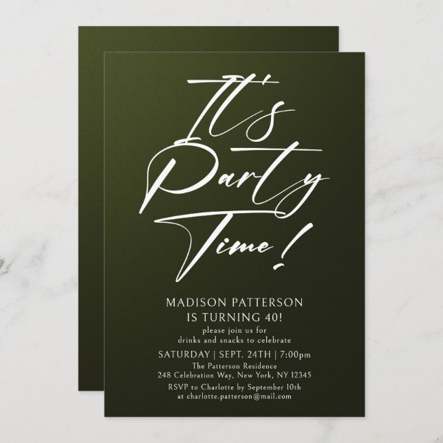 Convite É um Elegante Simples do aniversário de 40 anos do (Frente/Verso)