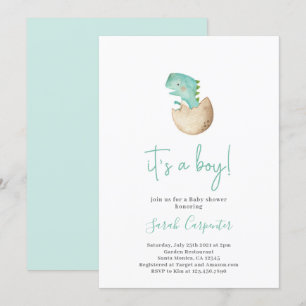 Convite É um garoto chá de fraldas de dinossauros Boy