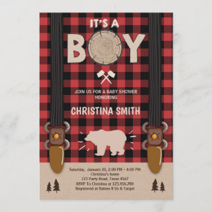 Convite É um garoto Chá de fraldas Lumberjack rapaz