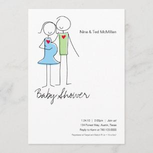 Convite É um garoto, Coed Baby Shower Invitations, 5 horas