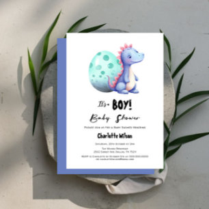 Convite É um Menino Chuveiro de Bebê Dinossauro Aquarela F