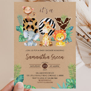 Convite É um Menino Safari Jungle Baby Shower