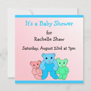 Convite É um rosa Chá de fraldas e azul