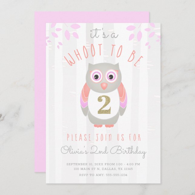 Convite É um "Whoot" ser um segundo aniversário de Duas Fl (Frente/Verso)