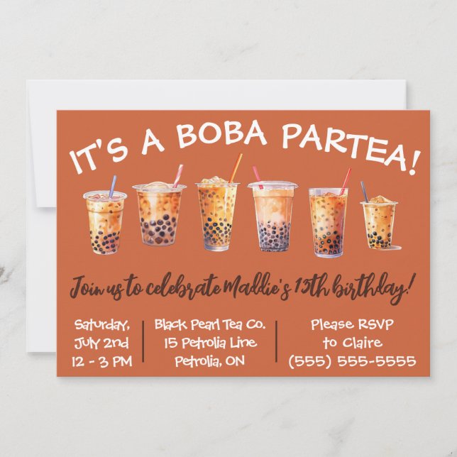Convite É uma Boba Partea! Festa de aniversário infantil (Frente)