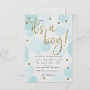 Convite É uma Bolinhas azul de menino Chamas de Bebê