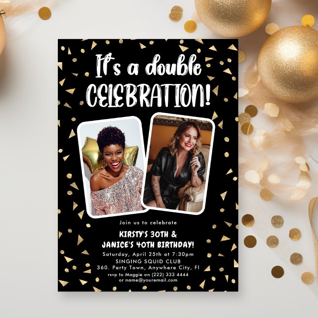 Convite É uma Festa de Aniversário com Foto de Dupla Celeb (Criador carregado)