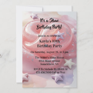 Convite É uma Festa de Aniversário de Slime Para Meninas