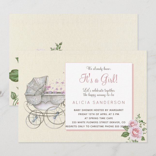 Convite É uma festa de carruagem de bebês. (Frente/Verso)