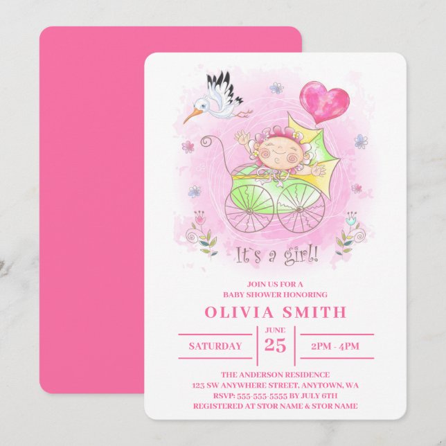 Convite É uma garota aqueca no carrinho (Frente/Verso)